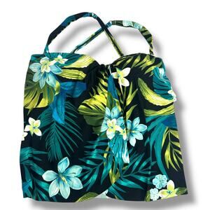 NEW Coco Reef Black Tropical Tankini Top Size 10 34D Loose Fit Flyaway Swim Suit